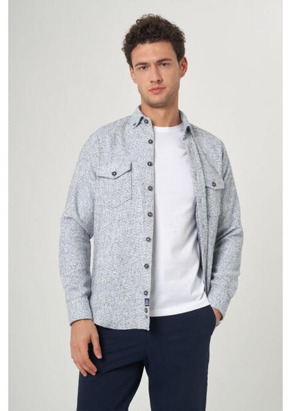 Regular Fit Mavi Flanel Erkek Gömlek GM23Y231072_D35 indirimleri