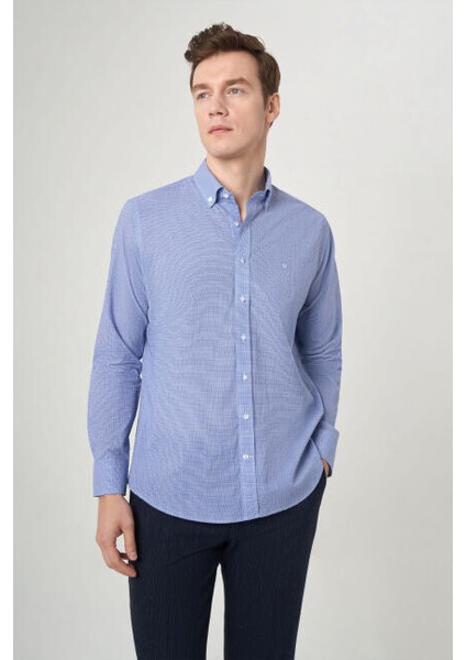 Regular Fit Mavi Basic Spor Erkek Gömlek GM23Y231113_D35