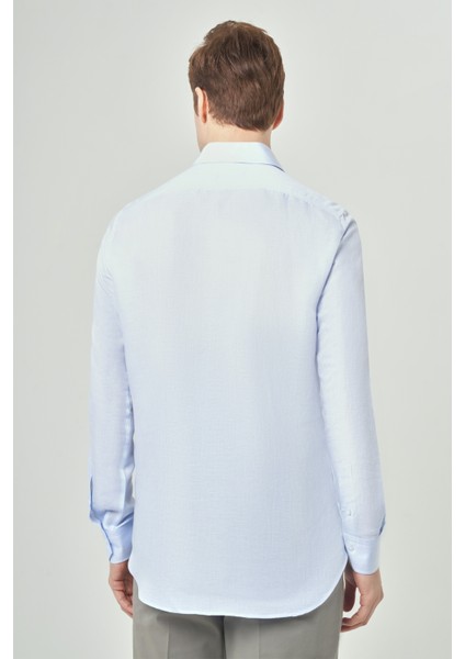 Regular Fit Mavi Gabardin Spor Yaka Uzun Kollu Erkek Gömlek GM23Y231022_D35 fiyatları