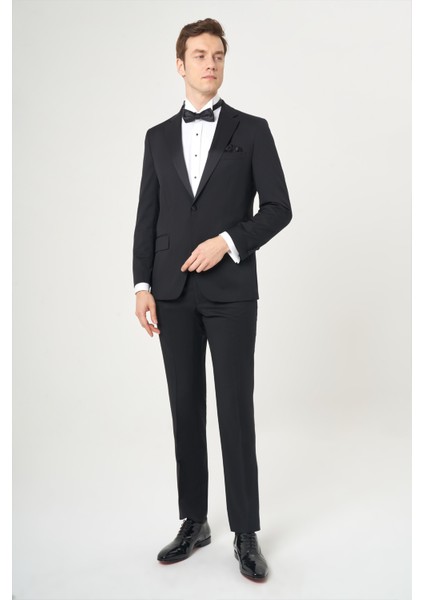 Regular Fit Drop 6 Siyah Erkek Yün Smokin Takım PSM20Y20120_D99