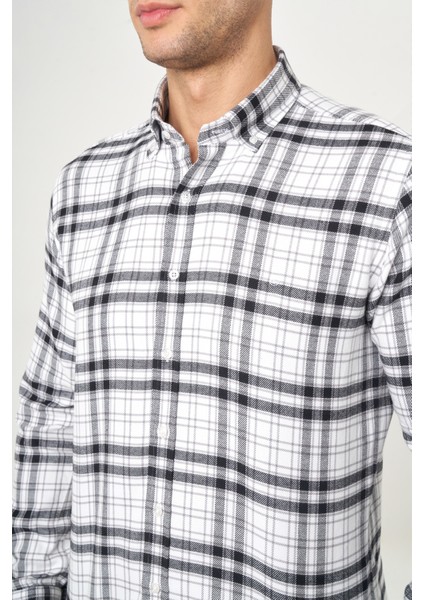 Regular Fit Kışlık Siyah Flanel Erkek Gömlek GM22K222134_D99 modelleri