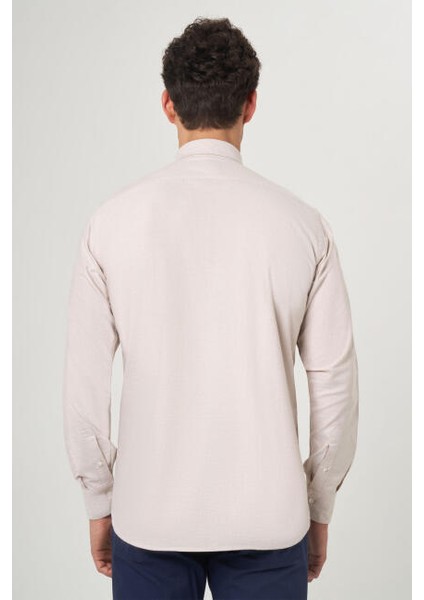 Regular Fit Bej Oxford Spor Erkek Gömlek GM22K222094_D07 fiyatları