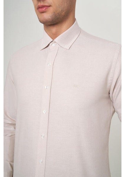 Regular Fit Bej Oxford Spor Erkek Gömlek GM22K222094_D07 modelleri