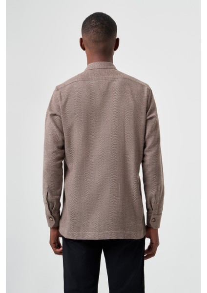 Regular Fit Fermuarlı Flanel Kahve Erkek Gömlek GM22K222093_D11 fiyatları