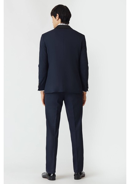 Regular Fit Şal Yaka Drop 6 Yırtmaçsız Lacivert Erkek Smokin Takım SM21Y21102_D39 fiyatları