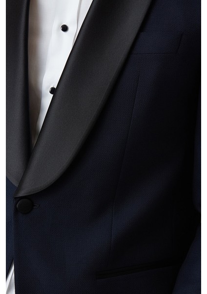 Regular Fit Şal Yaka Drop 6 Yırtmaçsız Lacivert Erkek Smokin Takım SM21Y21102_D39 fırsatları