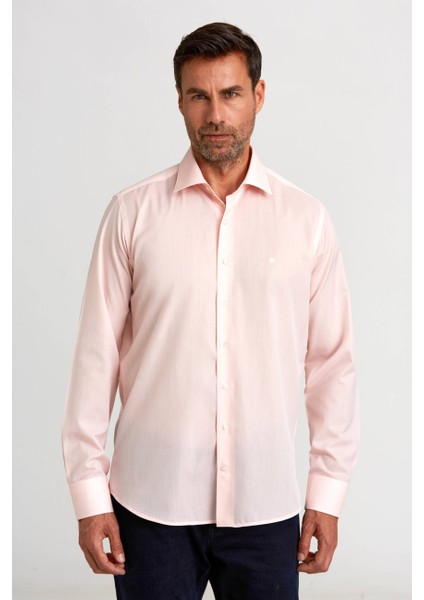 Regular Fit Uzun Kollu Pembe Klasik Erkek Gömlek GM23Y231078_D29