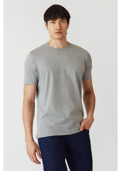 Suprem Bisiklet Yaka Gri Erkek T-Shirt TS22YNOS001_D55 fırsatları