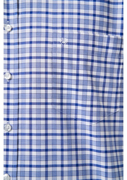 Regular Fit Lacivert Yazlık Ekose Paşa Yaka Spor Erkek Gömlek GM23Y231019_D39 modelleri