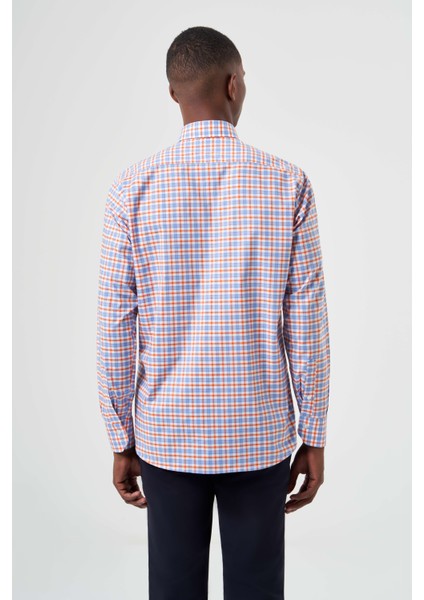 Regular Fit Turuncu Yazlık Ekose Paşa Yaka Spor Erkek Gömlek GM23Y231018_D64 fiyatları