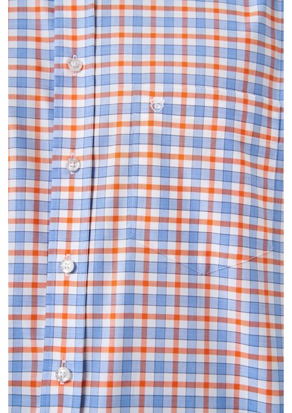 Regular Fit Turuncu Yazlık Ekose Paşa Yaka Spor Erkek Gömlek GM23Y231018_D64 modelleri