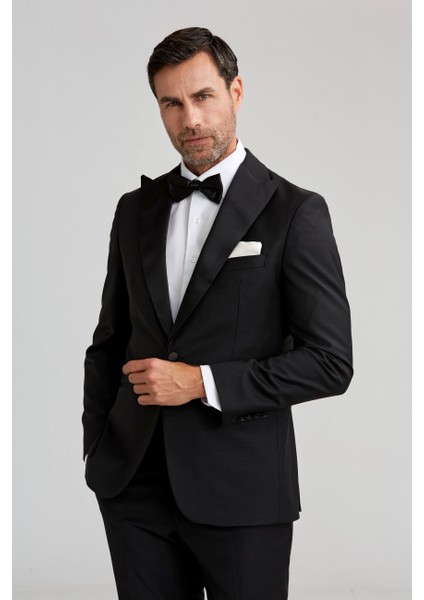 Çıkma Yaka Siyah Erkek Smokin Takım SM23Y22202_D99