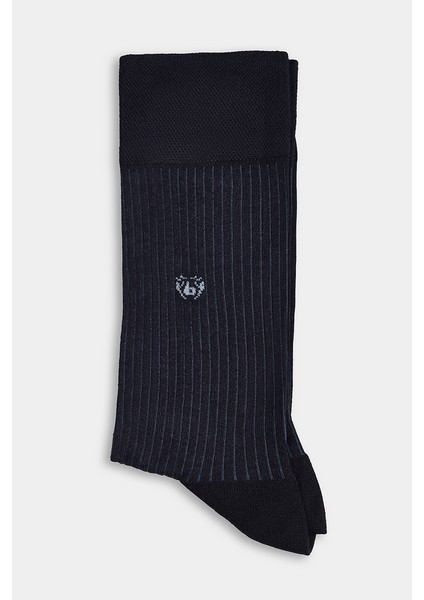 Erkek Bambu Gri Desenli Siyah Uzun Çorap CRBMB23Y104_99-8