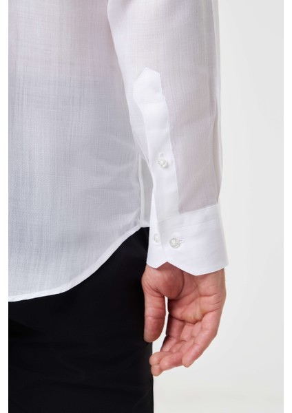 Regular Fit Beyaz Klasik Düz Erkek Gömlek GM23Y231153_D01 fırsatları
