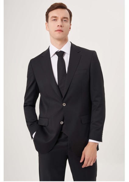 Comfort Fit Mono Yaka Drop 6 Çift Yırtmaçlı Siyah Erkek Yün Takım Elbise PTK23YNOS001_D99 indirimleri