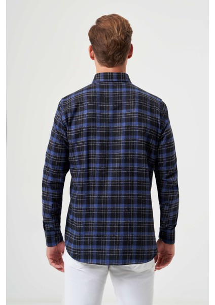Regular Fit Lacivert Flanel Çıtçıtlı Erkek Gömlek GM22K222100_D39 fiyatları