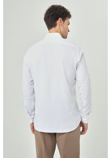 Regular Fit Twill Dokulu Beyaz Spor Erkek Gömlek GM23Y231053_D01 fiyatları
