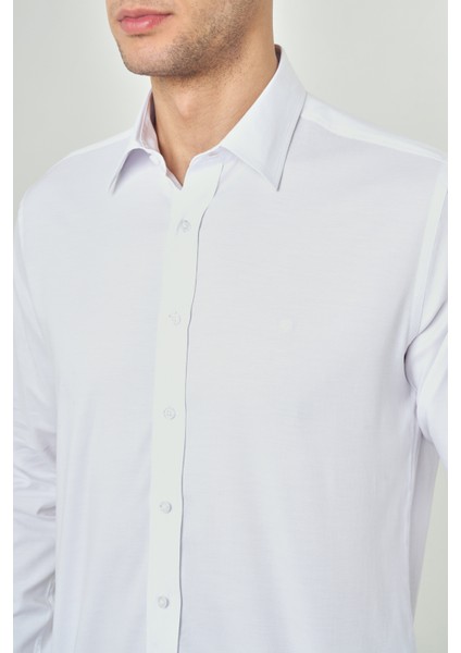 Regular Fit Twill Dokulu Beyaz Spor Erkek Gömlek GM23Y231053_D01 modelleri