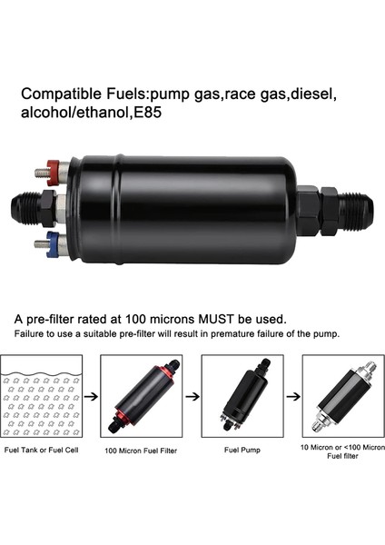 300LPH Evrensel Harici Sıralı Yakıt Pompası Değiştirilir 0580254044 044 E85 Etanol Uyumlu (Yurt Dışından) indirimleri