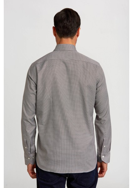 Regular Fit Paşa Yaka Desenli Kahve Erkek Gömlek GM23K232040_D11 fiyatları