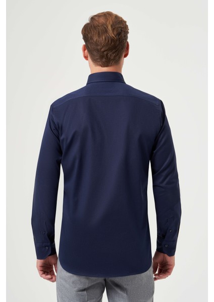 Regular Fit Paşa Yaka Lacivert Spor Basic Erkek Gömlek GM23K232026_D39 fiyatları