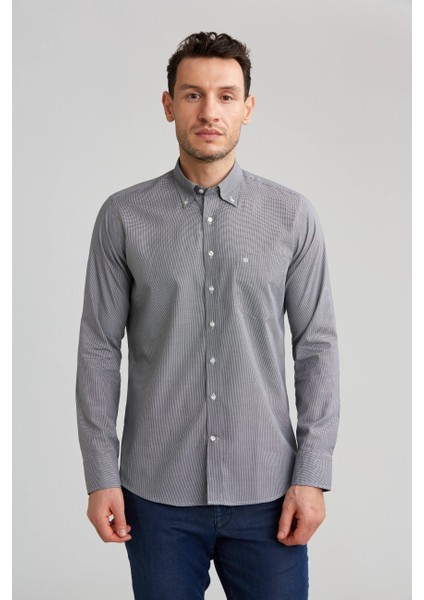 Regular Fit Siyah Basic Erkek Gömlek GM23K232030_D99