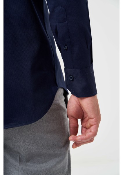 Regular Fit Paşa Yaka Lacivert Spor Basic Erkek Gömlek GM23K232026_D39 fırsatları