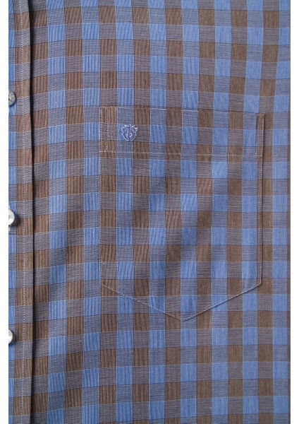 Regular Fit Paşa Yaka Ekoseli Kahve Erkek Gömlek GM23K232024_D11 modelleri