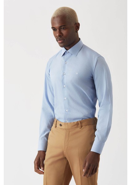 Erkek Lacivert Pamuk Regular Fit Uzun Kol Klasik Gömlek GM22K222015_C39 fırsatları