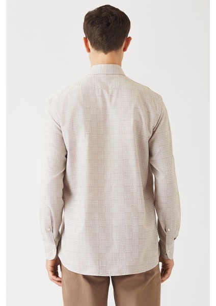 Erkek Bej Pamuk Regular Fit Klasik Gömlek GM22K222031_D07 fiyatları