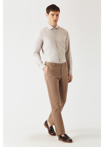 Erkek Bej Pamuk Regular Fit Klasik Gömlek GM22K222031_D07 fırsatları