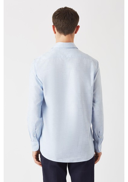 Erkek Mavi Pamuk Regular Fit Klasik Gömlek GM22K222031_D35 fiyatları