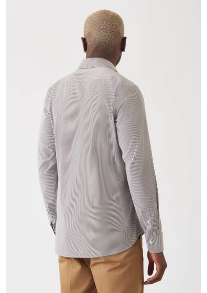 Erkek Kahve Pamuk Regular Fit Uzun Kol Klasik Gömlek GM22K222016_C11 fiyatları