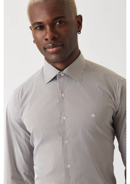 Erkek Kahve Pamuk Regular Fit Uzun Kol Klasik Gömlek GM22K222016_C11 modelleri