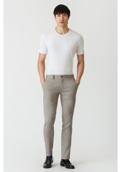 Açık Kahve Lastikli 4 Cepli Spor Erkek Pantolon PNS21Y21104_D10