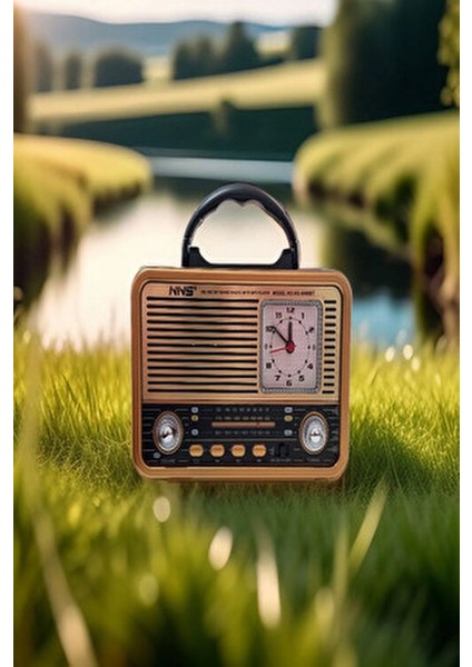 NS-8898BT Nostaljik Radyo Analog Saatli Fm Radyo Bluetooth Hoparlör USB Tf Aux Mp3 Çalar