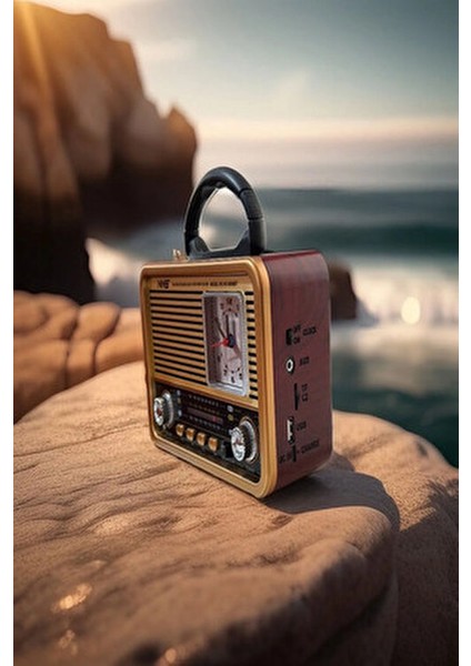 NS-8898BT Nostaljik Radyo Analog Saatli Fm Radyo Bluetooth Hoparlör USB Tf Aux Mp3 Çalar fiyatları