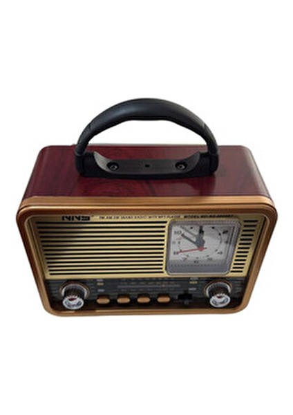 NS-8898BT Nostaljik Radyo Analog Saatli Fm Radyo Bluetooth Hoparlör USB Tf Aux Mp3 Çalar