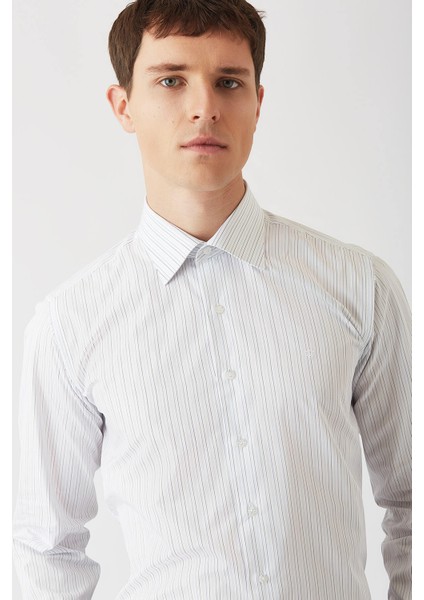 Erkek Mavi Pamuk Regular Fit Uzun Kol Klasik Gömlek GM22K222010_C35 modelleri