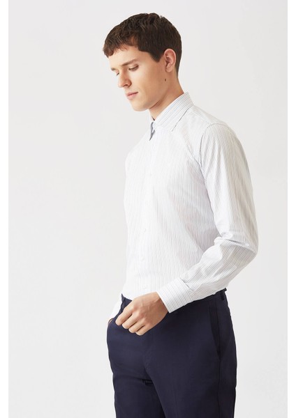 Erkek Mavi Pamuk Regular Fit Uzun Kol Klasik Gömlek GM22K222010_C35 fırsatları