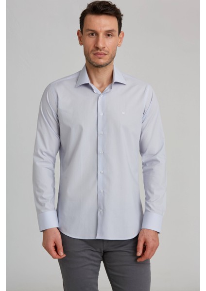 Regular Fit Gri Basic Klasik Erkek Gömlek GM23K232074_D55