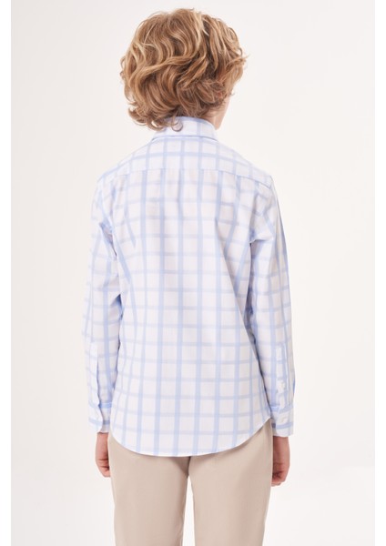 Regular Fit Yaka Düğmeli Mavi Erkek Çocuk Gömlek GM23Y231169_D35 fiyatları