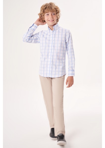 Regular Fit Yaka Düğmeli Mavi Erkek Çocuk Gömlek GM23Y231169_D35 indirimleri