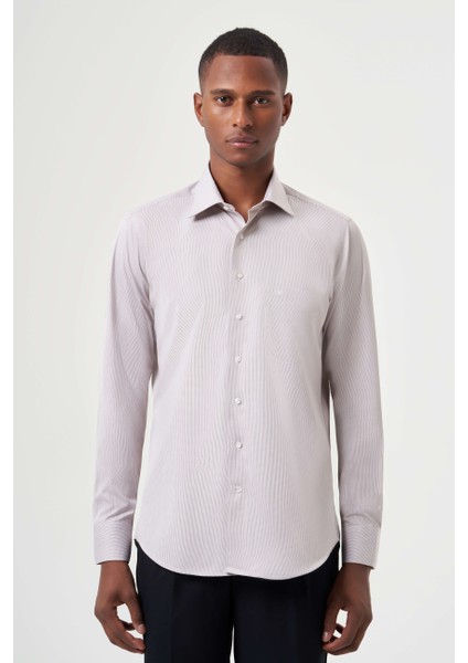 Regular Fit Klasik Kahve Erkek Gömlek GM23K232042_D11