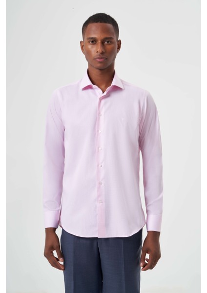 Regular Fit Pembe İtalyan Yaka Klasik Erkek Gömlek GM23K232025_D29