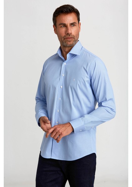 Regular Fit Mavi Uzun Kollu Klasik Erkek Gömlek GM23K232031_D35 indirimleri