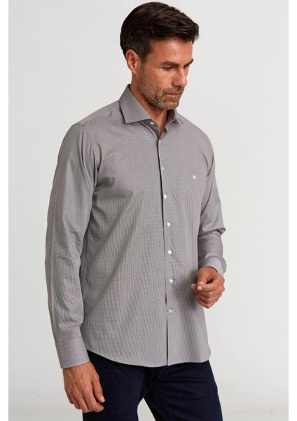 Regular Fit Kahve İtalyan Yaka Klasik Erkek Gömlek GM23K232025_D11 modelleri