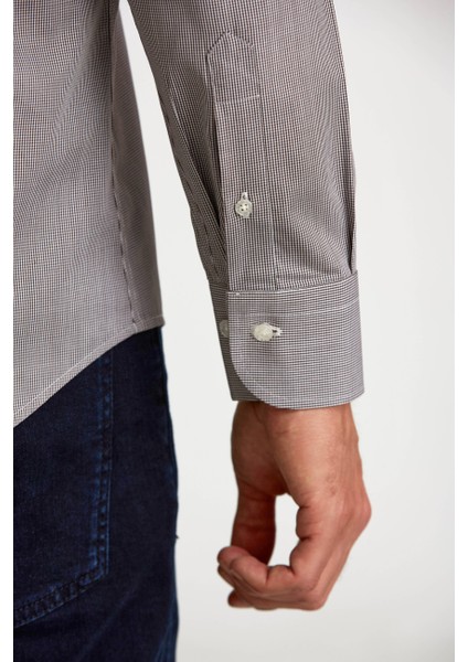 Regular Fit Kahve İtalyan Yaka Klasik Erkek Gömlek GM23K232025_D11 fırsatları