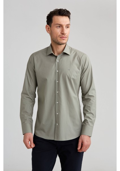 Regular Fit Yeşil Basic Klasik Erkek Gömlek GM23K232074_D47