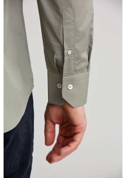 Regular Fit Yeşil Basic Klasik Erkek Gömlek GM23K232074_D47 modelleri